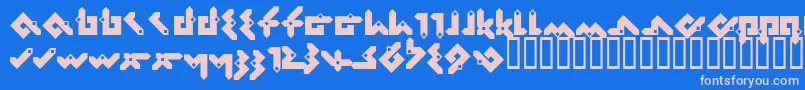 Pentomin Font – Pink Fonts on Blue Background