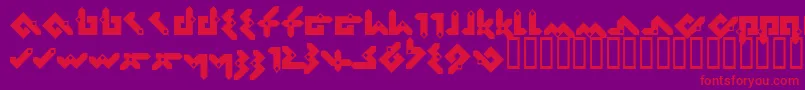 Pentomin-fontti – punaiset fontit violetilla taustalla