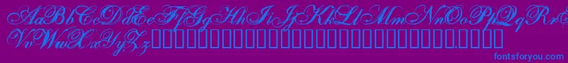 OneFellSwoop-Schriftart – Blaue Schriften auf violettem Hintergrund