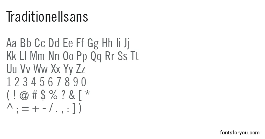 Шрифт Traditionellsans – алфавит, цифры, специальные символы
