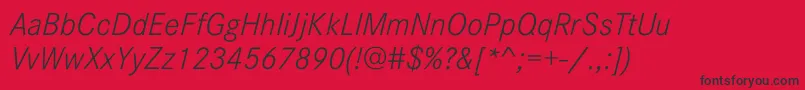 フォントCorporateSW10LightItalic – 赤い背景に黒い文字