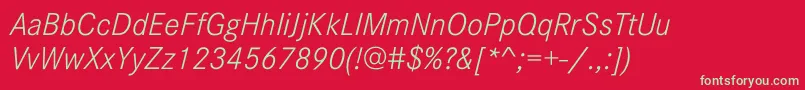 Weitere Informationen zur CorporateSW10LightItalic-Schriftart CorporateSW10LightItalic-Schriftart – Grüne Schriften auf rotem Hintergrund