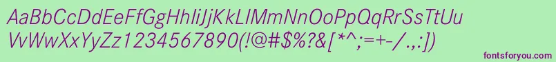 CorporateSW10LightItalic Font – Purple Fonts on Green Background