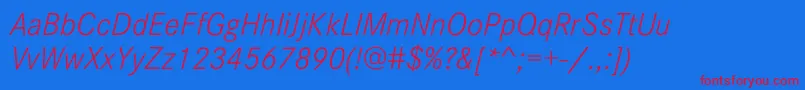 フォントCorporateSW10LightItalic – 赤い文字の青い背景