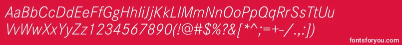 フォントCorporateSW10LightItalic – 赤い背景に白い文字