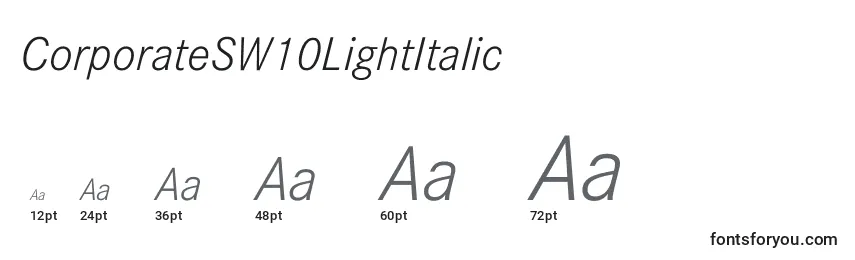 CorporateSW10LightItalic Font Sizes