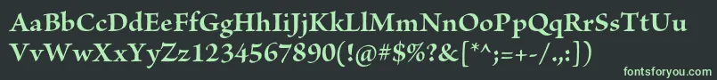 フォントBriosoproBoldsubh – 黒い背景に緑の文字