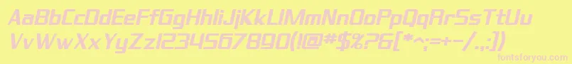 SfTheraminGothicBoldOblique-fontti – vaaleanpunaiset fontit keltaisella taustalla
