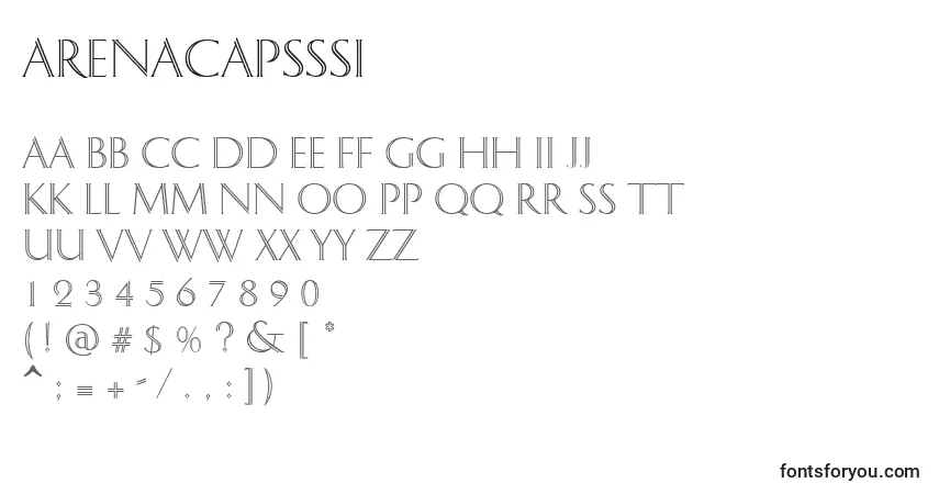 A fonte ArenaCapsSsi – alfabeto, números, caracteres especiais