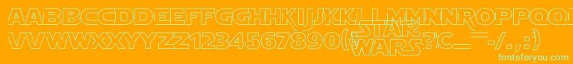 StarJediHollow Font – Green Fonts on Orange Background