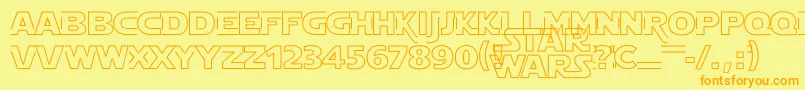 StarJediHollow Font – Orange Fonts on Yellow Background