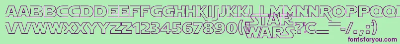 StarJediHollow Font – Purple Fonts on Green Background