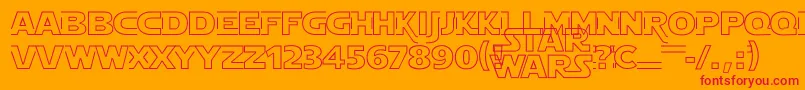 StarJediHollow Font – Red Fonts on Orange Background