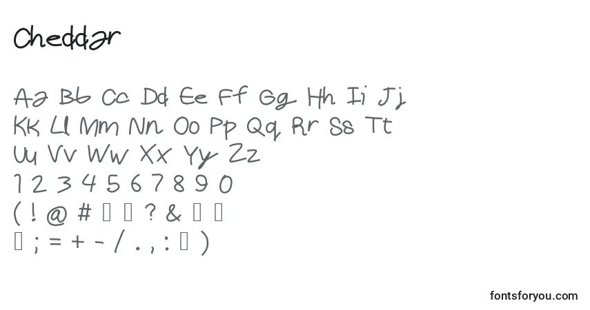 Czcionka Cheddar – alfabet, cyfry, specjalne znaki