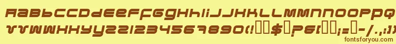 フォントPfukBolditalic – 茶色の文字が黄色の背景にあります。