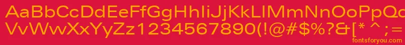 フォントZurichExtendedBt – 赤い背景にオレンジの文字