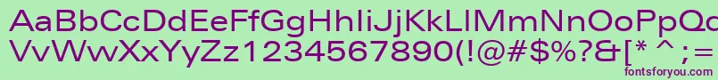 フォントZurichExtendedBt – 緑の背景に紫のフォント