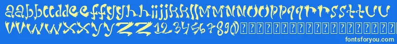 Fonte Dirtyserif – fontes amarelas em um fundo azul