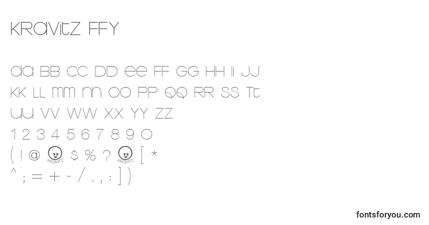 Czcionka Kravitz ffy – alfabet, cyfry, specjalne znaki