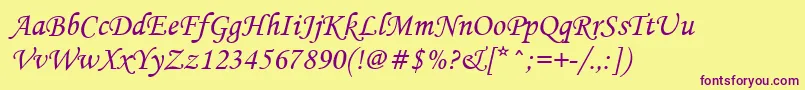 MonotypeCorsiva Font – Purple Fonts on Yellow Background