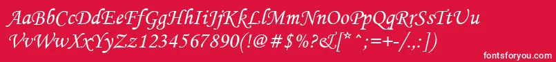 Fonte MonotypeCorsiva – fontes brancas em um fundo vermelho