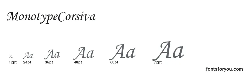 Größen der Schriftart MonotypeCorsiva
