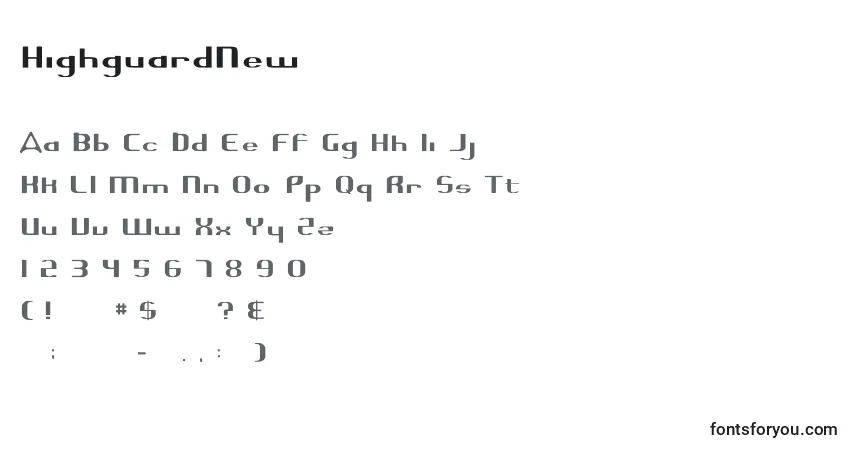 Czcionka HighguardNew – alfabet, cyfry, specjalne znaki