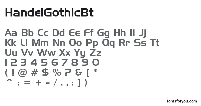 Шрифт HandelGothicBt – алфавит, цифры, специальные символы