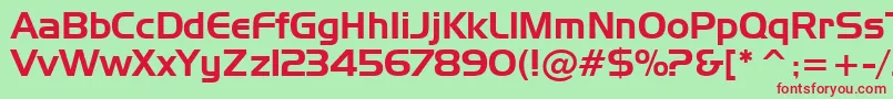 HandelGothicBt-fontti – punaiset fontit vihreällä taustalla