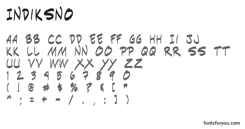 Schriftart Indiksn0 – Alphabet, Zahlen, spezielle Symbole