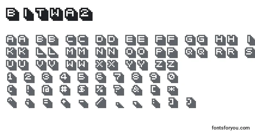 A fonte Bitwa2 – alfabeto, números, caracteres especiais