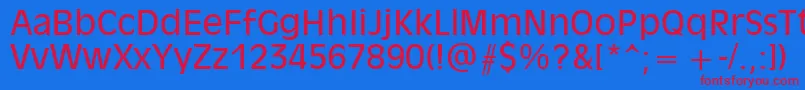 Olvr55x Font – Red Fonts on Blue Background