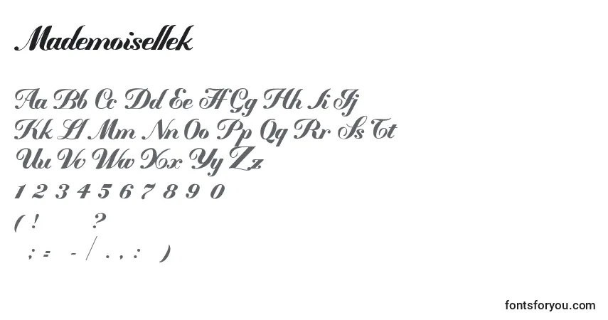 Schriftart Mademoisellek – Alphabet, Zahlen, spezielle Symbole