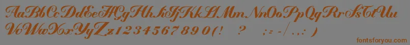 フォントMademoisellek – 茶色の文字が灰色の背景にあります。