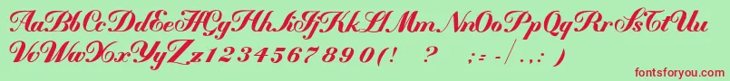 Mademoisellek Font – Red Fonts on Green Background