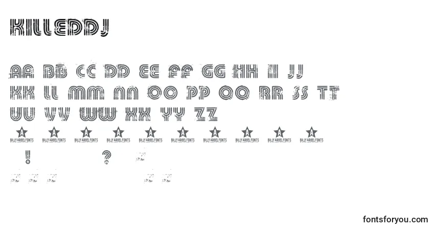 Schriftart Killeddj – Alphabet, Zahlen, spezielle Symbole