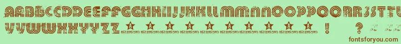 Fonte Killeddj – fontes marrons em um fundo verde