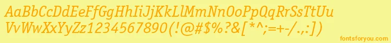 Osr46C-Schriftart – Orangefarbene Schriften auf gelbem Hintergrund