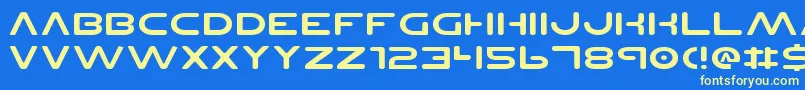 PlanetNsExpanded-Schriftart – Gelbe Schriften auf blauem Hintergrund