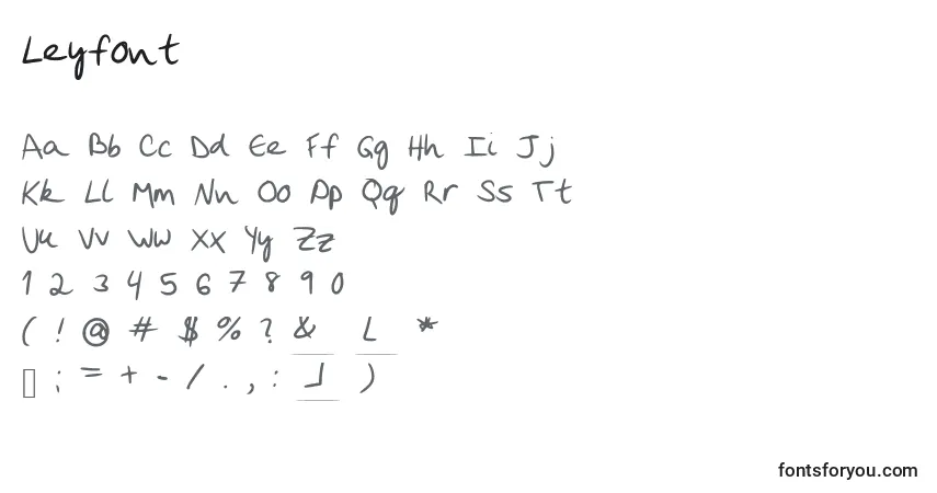 Schriftart Leyfont – Alphabet, Zahlen, spezielle Symbole