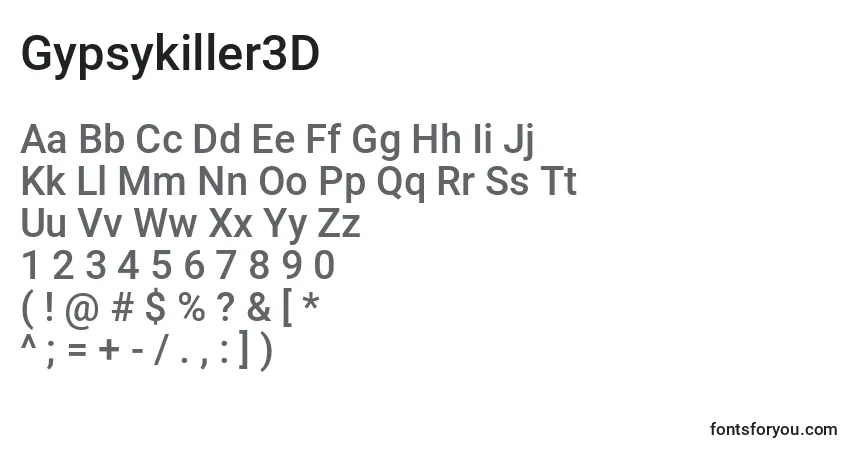 Gypsykiller3D-fontti – aakkoset, numerot, erikoismerkit
