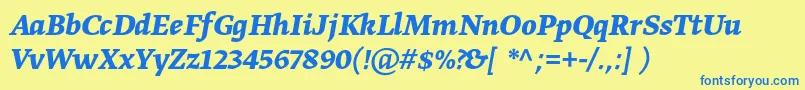 GretatextproBolditalic Font – Blue Fonts on Yellow Background