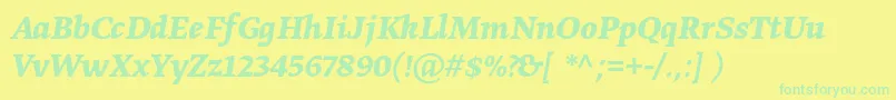 GretatextproBolditalic Font – Green Fonts on Yellow Background