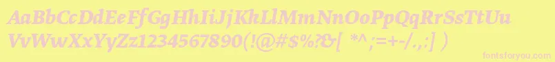 GretatextproBolditalic Font – Pink Fonts on Yellow Background