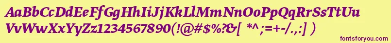 GretatextproBolditalic Font – Purple Fonts on Yellow Background