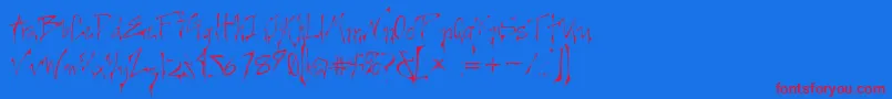 CreepygirlLight-Schriftart – Rote Schriften auf blauem Hintergrund