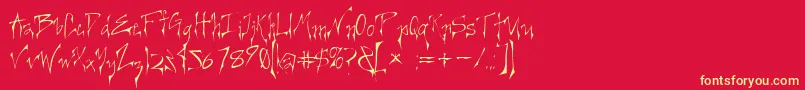 CreepygirlLight Font – Yellow Fonts on Red Background