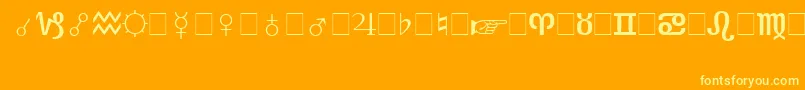 BookshelfSymbol3 Font – Yellow Fonts on Orange Background