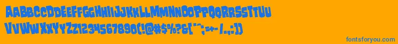 Mindlessbruterotate-Schriftart – Blaue Schriften auf orangefarbenem Hintergrund