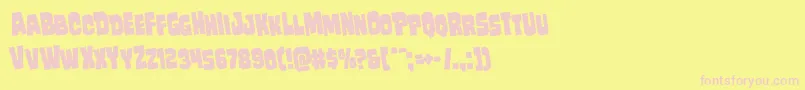 Mindlessbruterotate-fontti – vaaleanpunaiset fontit keltaisella taustalla